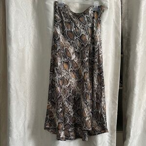 Zara Brown and Tan Snake Print A-Line Skirt